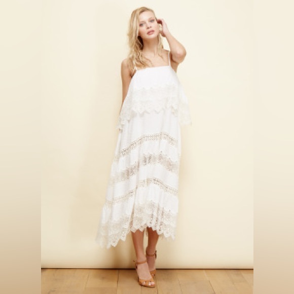 ANTHROPOLOGIE Mes Desmoiselles Crochet boho Lace Midi Dress PISTIL 38 M - Picture 4 of 13